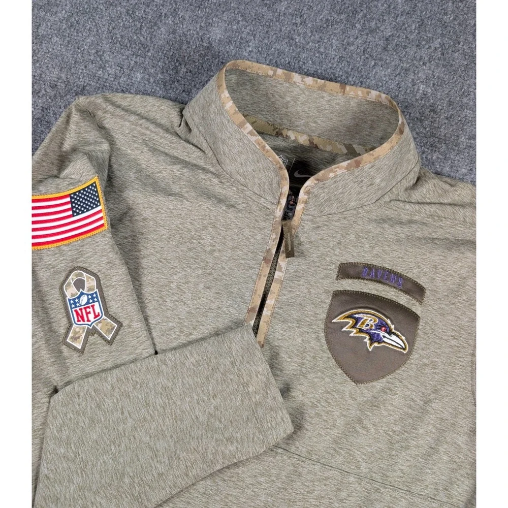Baltimore‎ Ravens Salute To Service Nike 1/4 Zip Pullover Mens Small Green